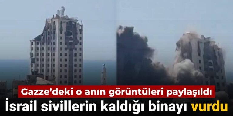 gazzede o anin goruntuleri paylasildi israil sivillerin kaldigi binayi vurdu btvSGRGX